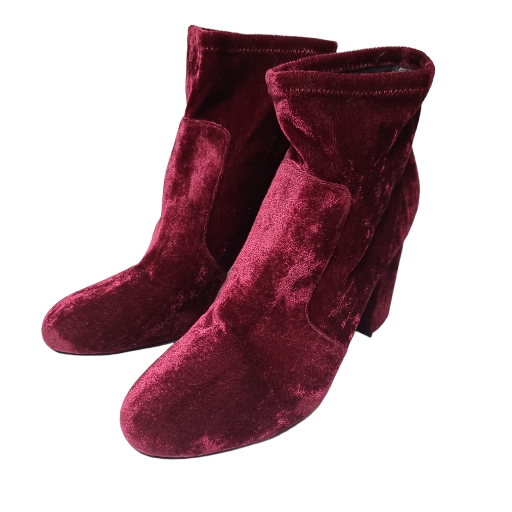 Abound burgundy crushed velvet ankle boots - Picture 2 of 9
